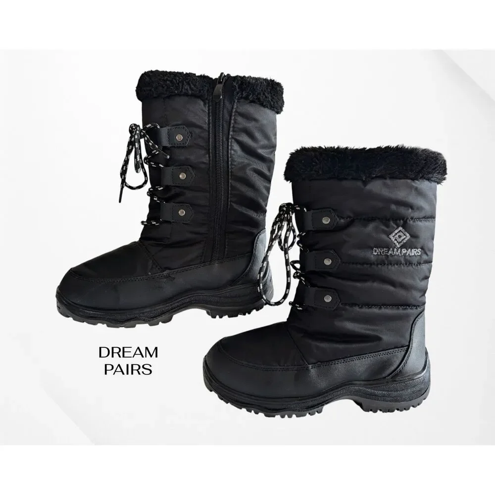 DREAM PAIRS Kids Mid-Calf Winter Snow Boots — Black Unisex Sz 3